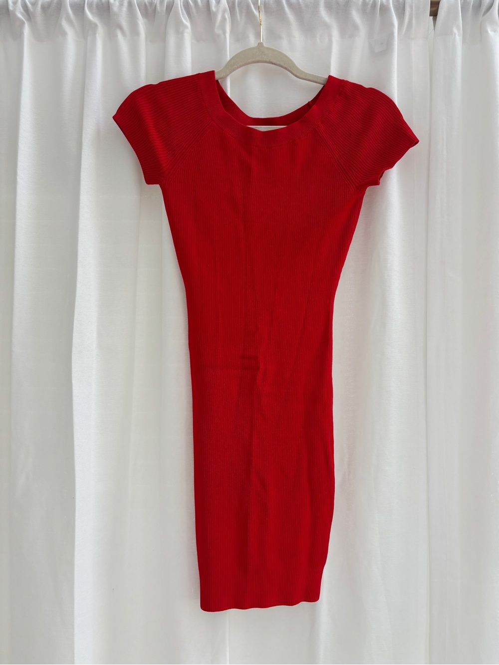 Bebe Red Ribbed Bodycon Dress - Women